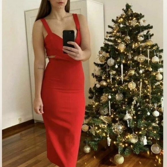 Zara Red Midi Dress - Picture 8 of 13